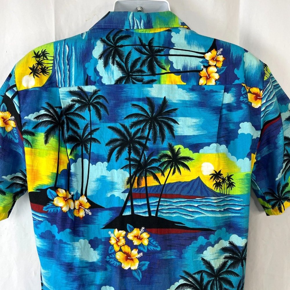 Aloha Republic Tropical Sunrise Vtg Hawaiian Shirt Large Mens Slim 45x30 Cotton - Picture 6 of 6